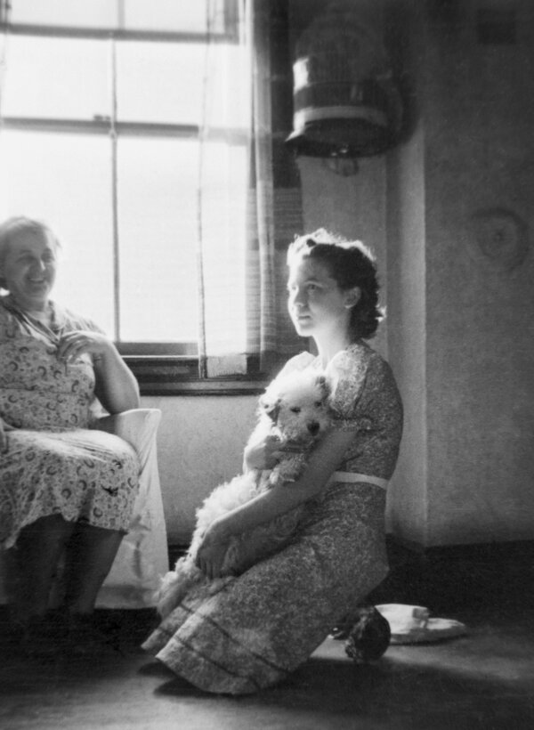 mary contento [gramps] + mary d + dog - cliffside park NJ 1939 P7111426.jpg